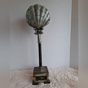 Vintage or antique-style decorative  shell dish on a pedestal Possibly Resin